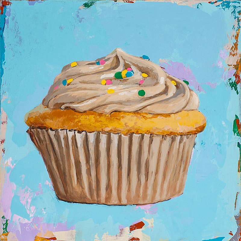 Cupcake 1 retro Pop Art painting by Los Angeles artist David Palmer