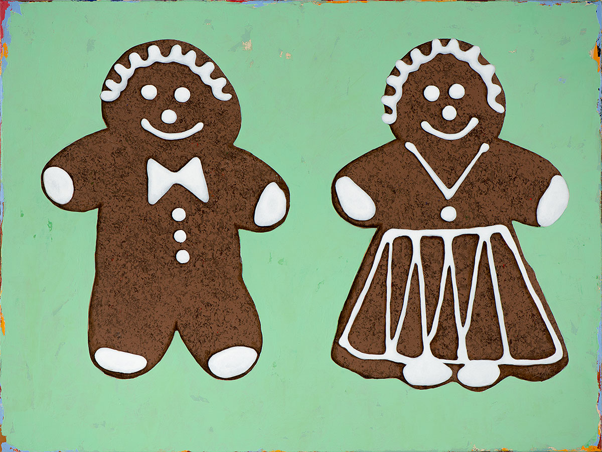 Ginger Bread pair retro Pop Art painting by Los Angeles artist David Palmer