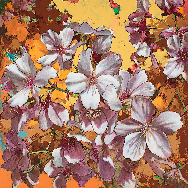 Cherry Blossoms 4, painting by Los Angeles artist David Palmer, acrylic on canvas, art