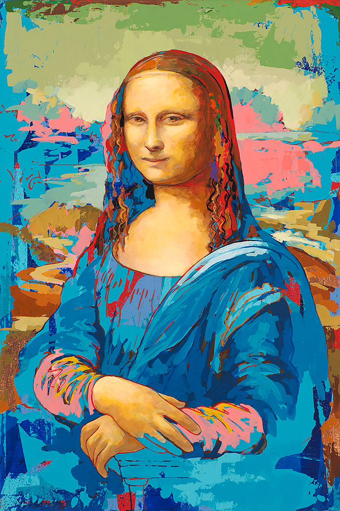 Fame #2, painting by Los Angeles artist David Palmer, acrylic on canvas with copper leaf, art