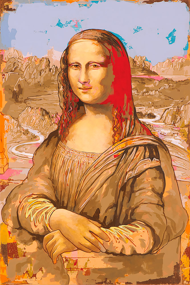 Fame #6, painting by Los Angeles artist David Palmer, acrylic on canvas with copper leaf, art