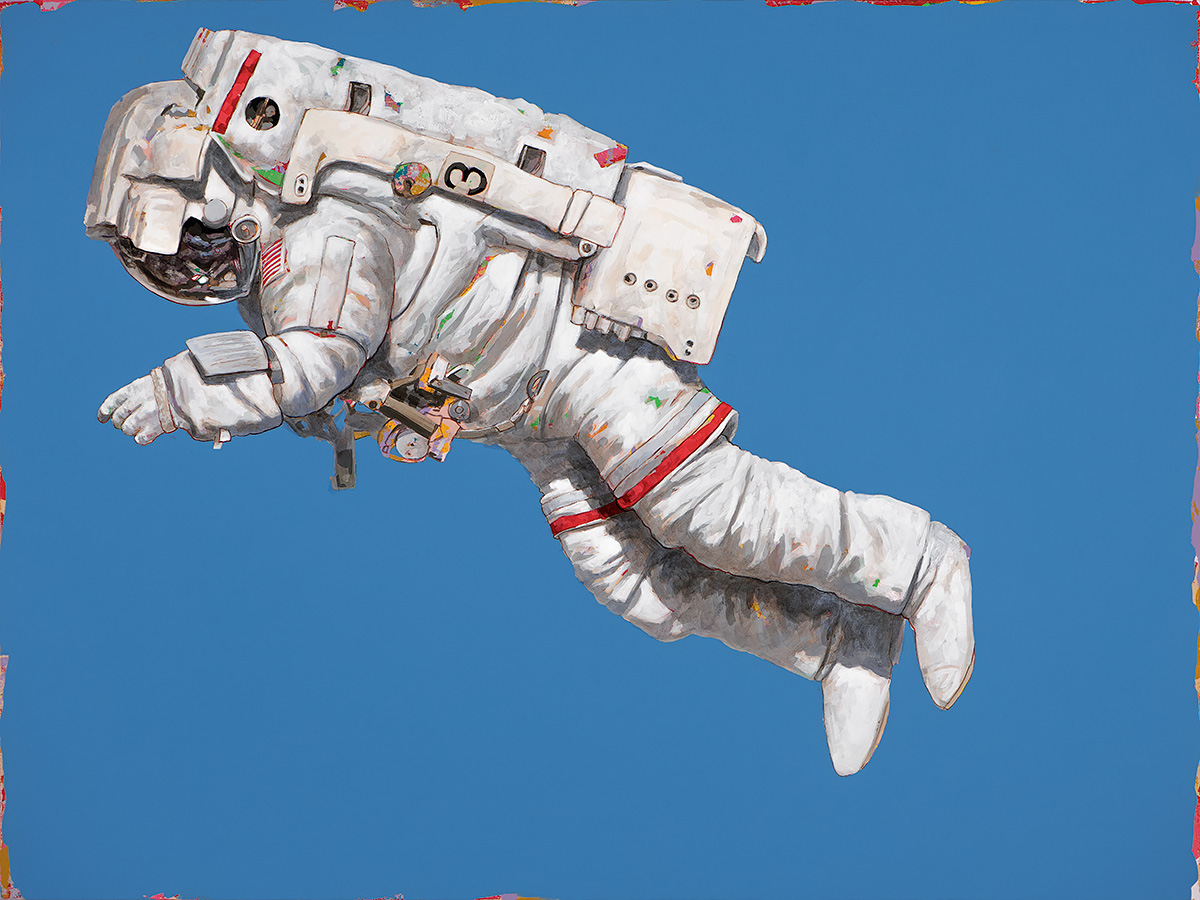 Astronaut, painting by Los Angeles artist David Palmer, acrylic on canvas, art