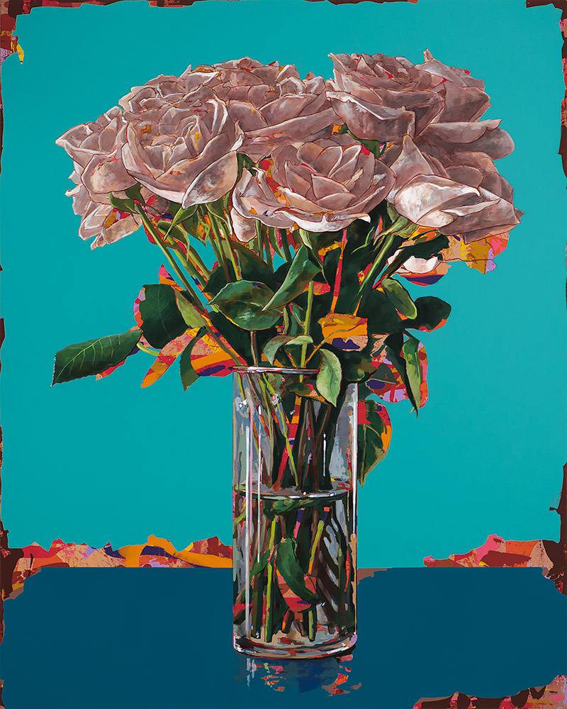 White Roses #6, painting by Los Angeles artist David Palmer, acrylic on canvas, art