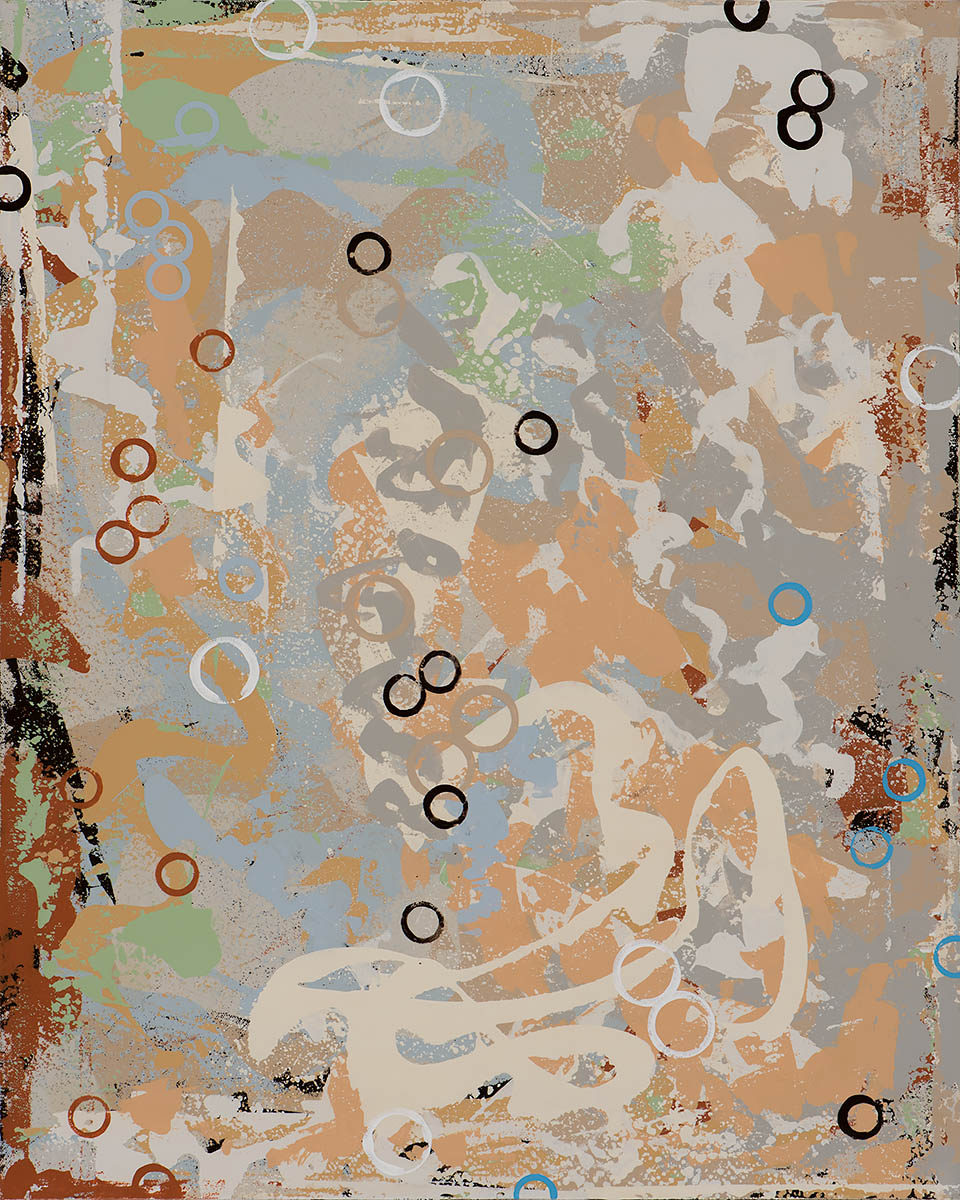 Music for Airports, painting by Los Angeles artist David Palmer, mixed media on canvas, art