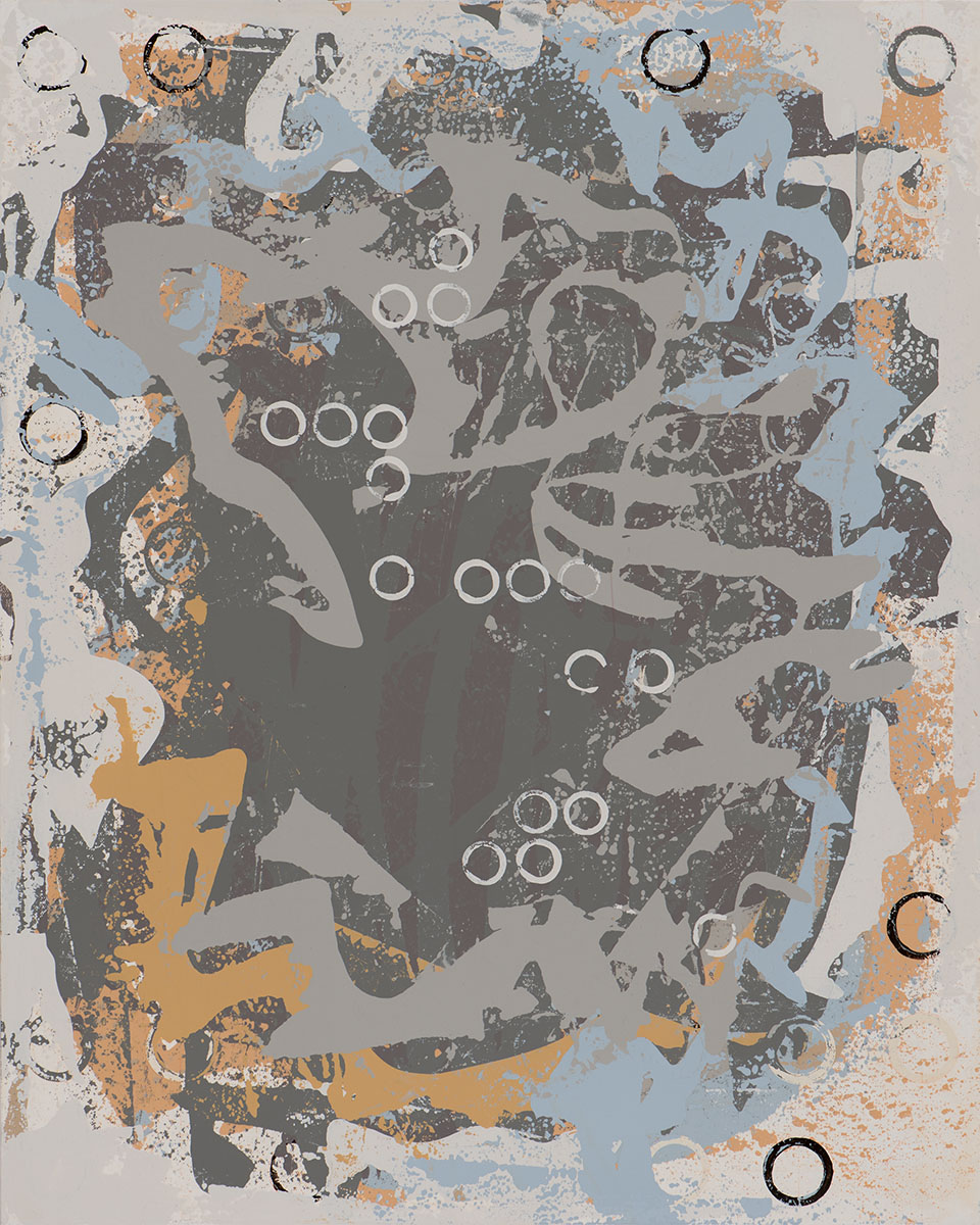 Music for Airports, painting by Los Angeles artist David Palmer, mixed media on canvas, art