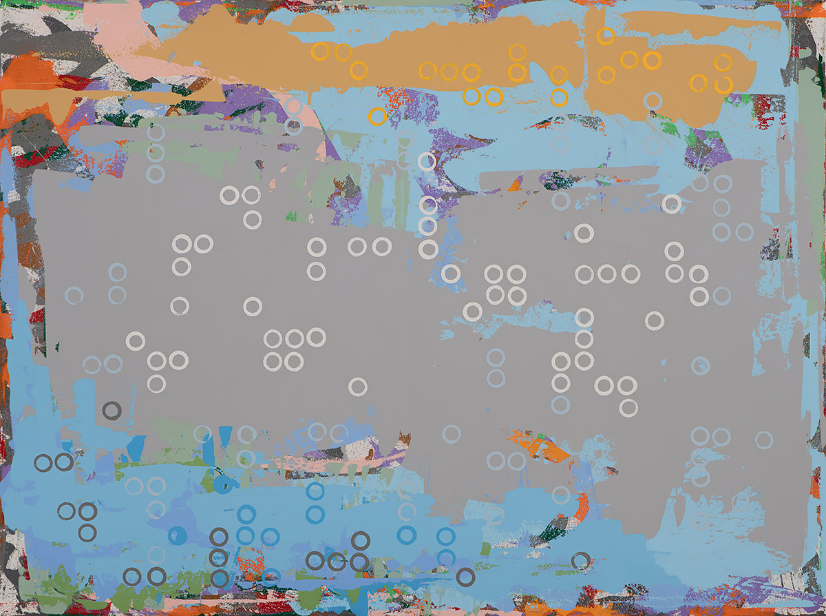 Music for Airports, painting by Los Angeles artist David Palmer, mixed media on canvas, art
