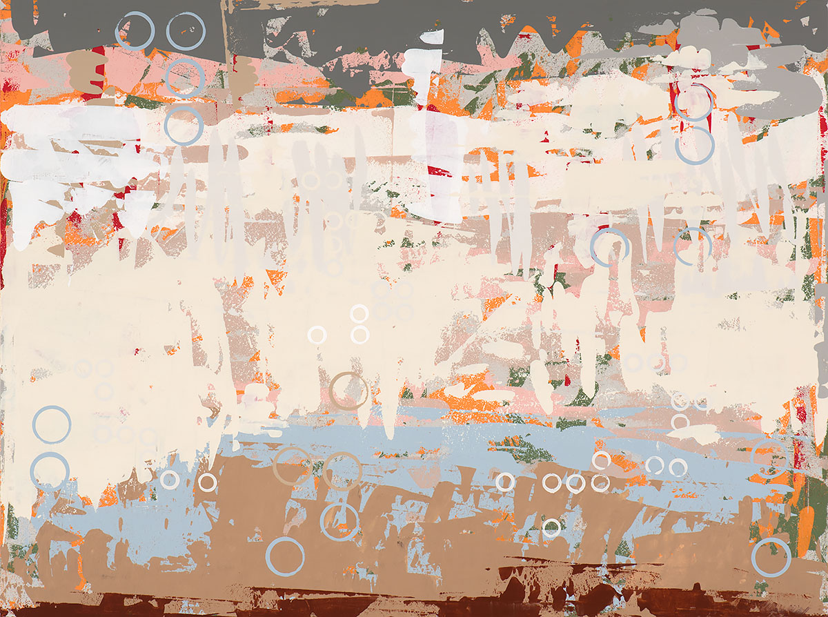 Music for Airports, painting by Los Angeles artist David Palmer, mixed media on canvas, art