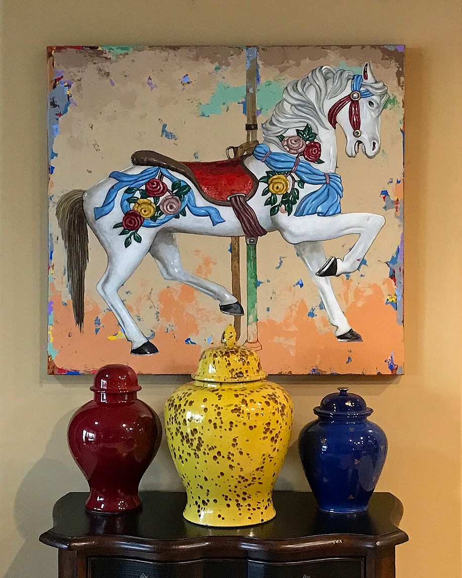 Horses #8 installation, painting by Los Angeles artist David Palmer, acrylic on canvas, art