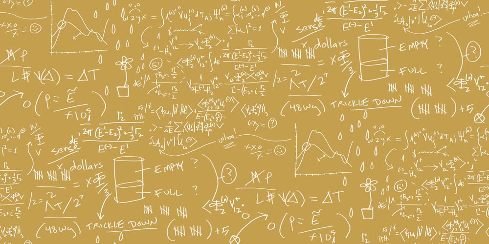 Maths chalkboard wallpaper by Los Angeles artist David Palmer for ROLLOUT