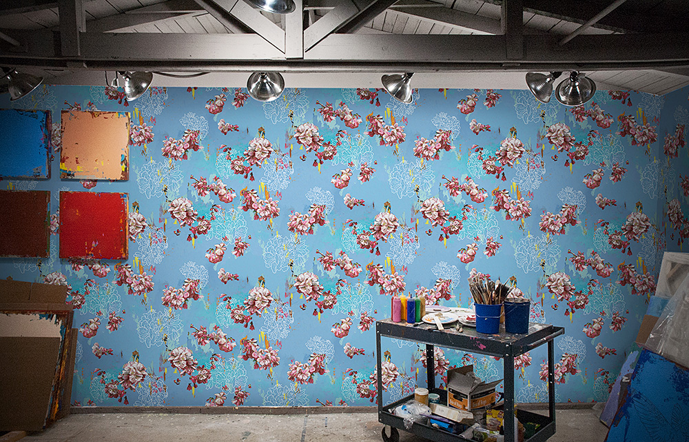 Biosphere wallpaper installation by Los Angeles artist David Palmer for ROLLOUT